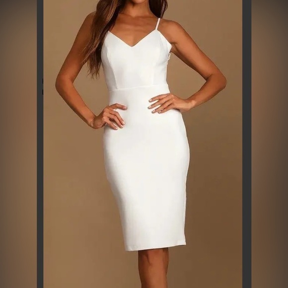 Lulu's Elegant White Midi Dress - Picture 2 of 14